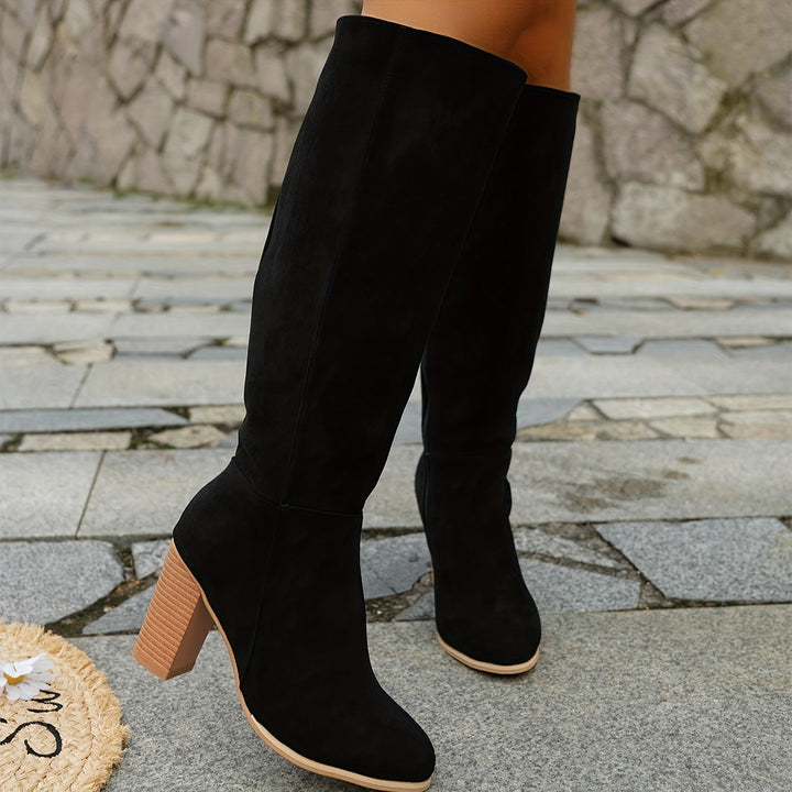 Juliet | Chic Wide-Calf Cowboy Boots With Stacked Heel