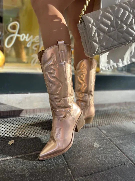 Sienna | Chic Metallic Cowboy Boots With Western-Inspired Style