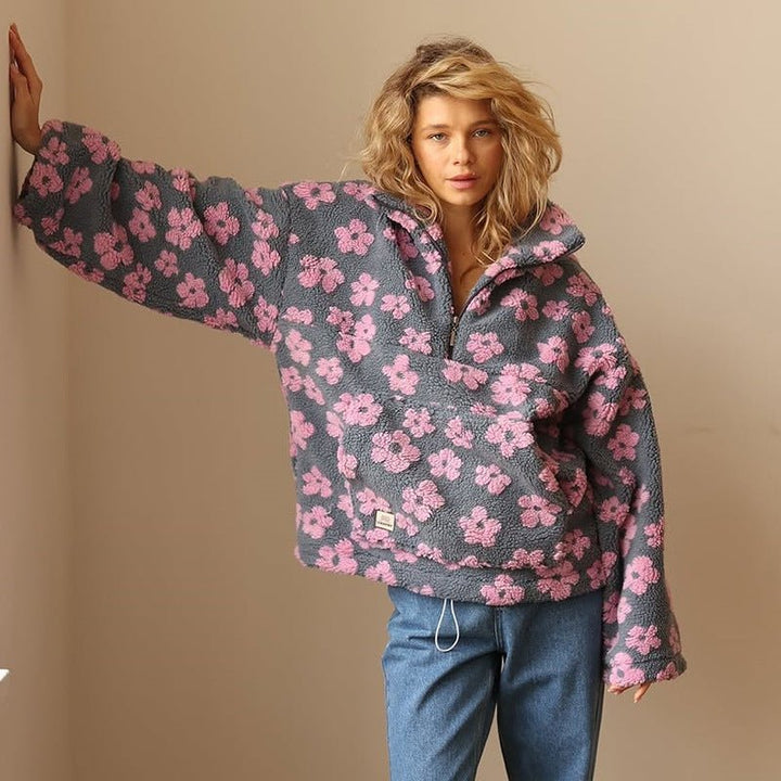 Naomi | Cozy Oversized Floral Teddy Fleece Sweater