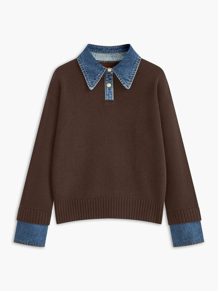 Celina | Chic 2-In-1 Knitted Sweater With Denim Details