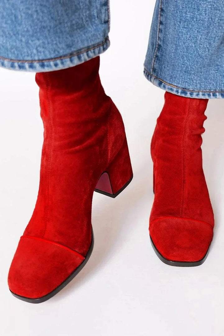 Martha | Statement Leopard-Toe Suede Block-Heel Ankle Boots