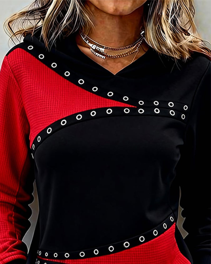Casual Color Contrast Hoodie