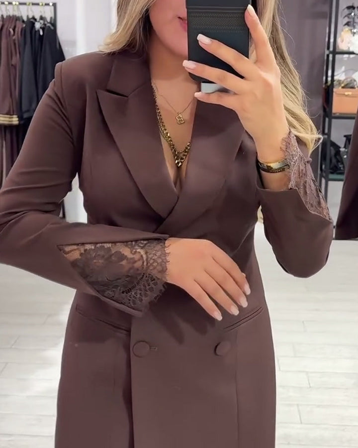 Dress With V-Neck and Inserts for Work