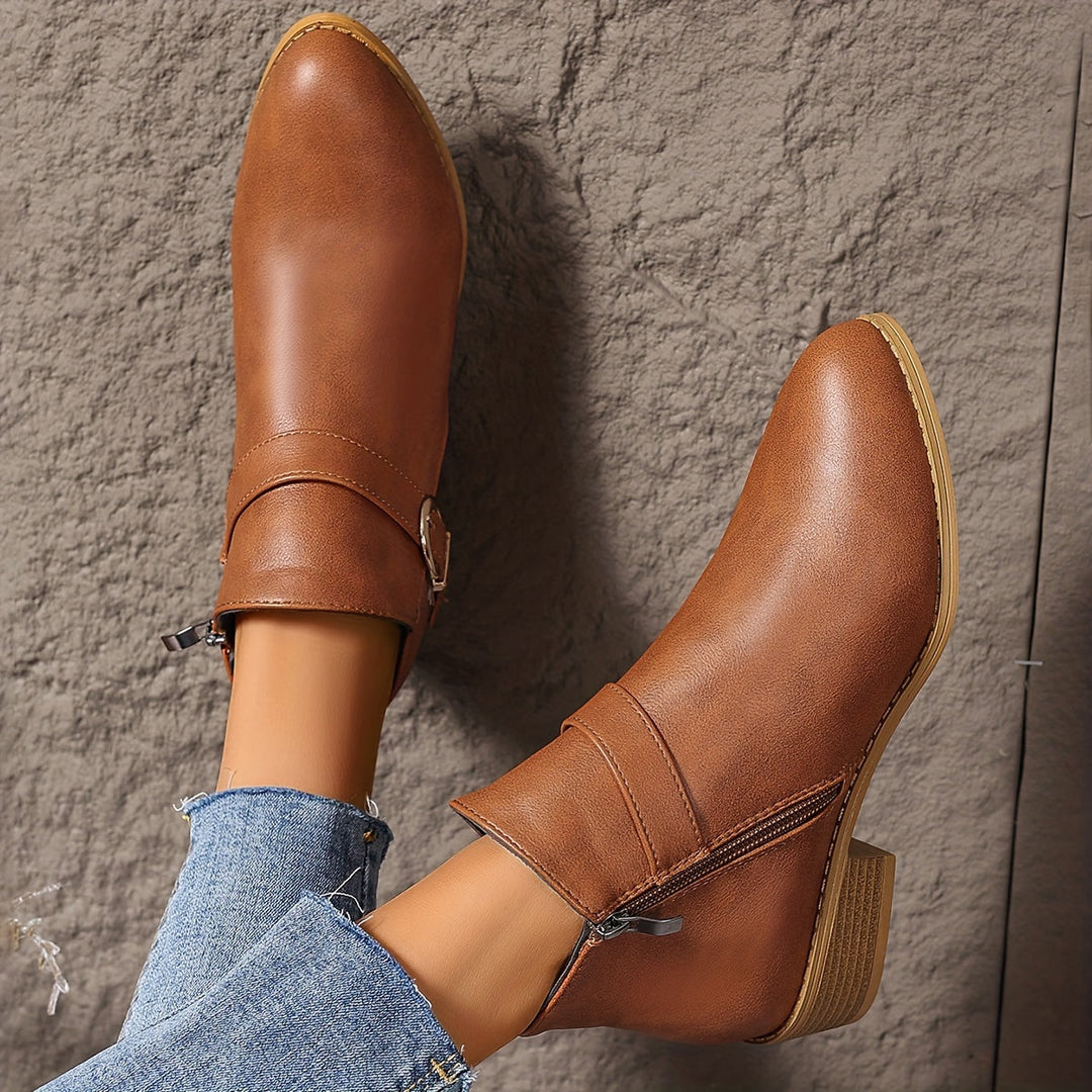 Dahlia | Modern Buckle-Accented Chelsea Ankle Boots