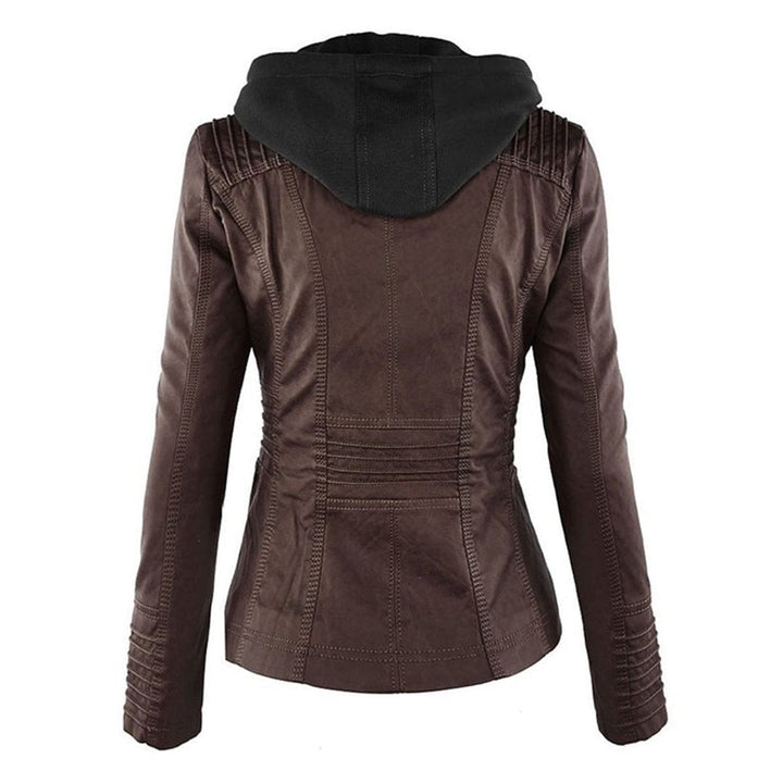 Ruby | Tailored Style Faux Leather Hooded Jacket