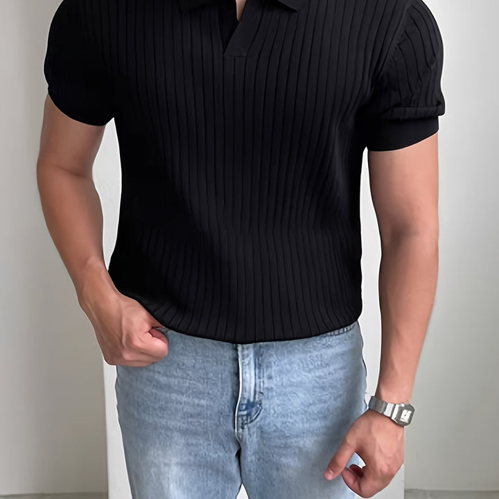 Jack | Refined Ribbed Textured Polo Shirt For Men