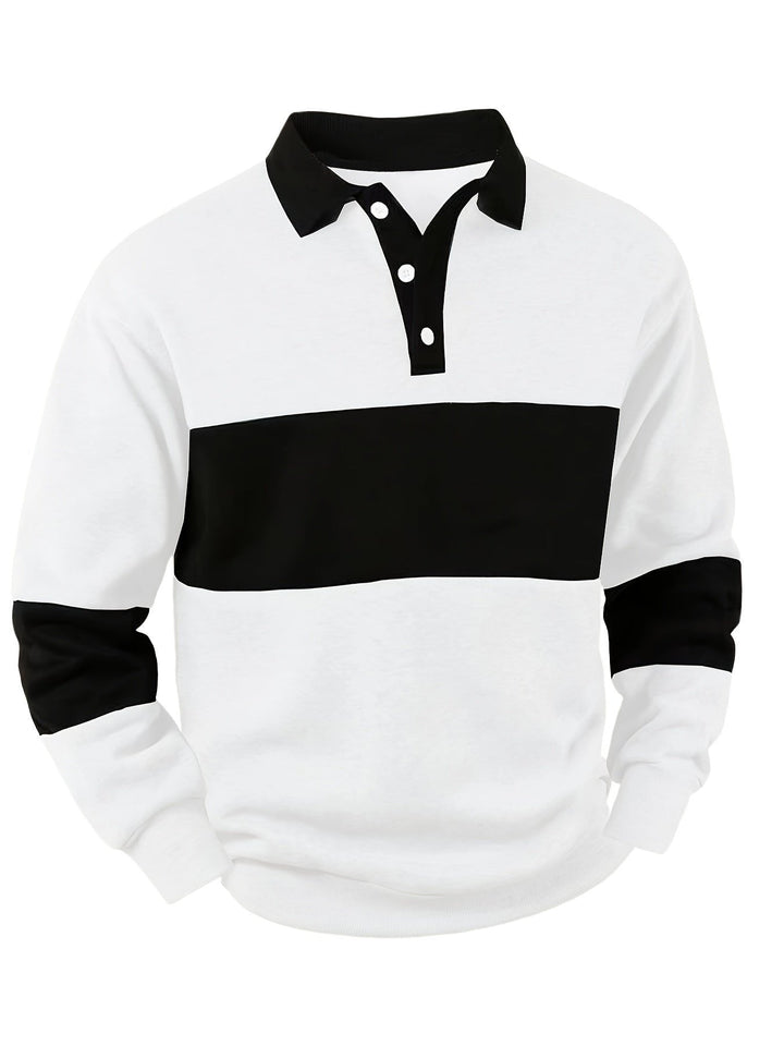 Easton | Colour-Block Long Sleeve Polo Shirt