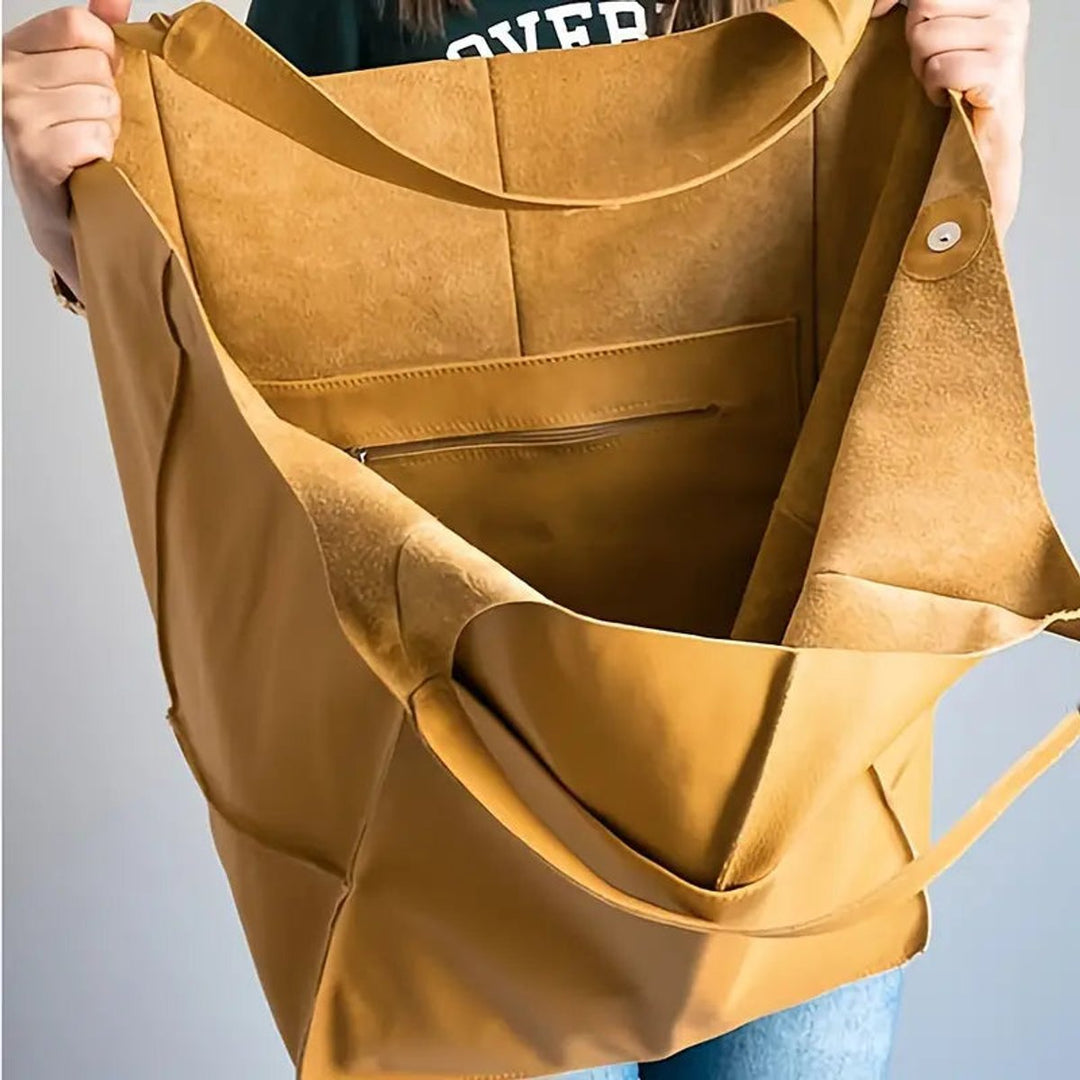 Elena | Oversized Vegan Leather Tote Bag with Magnetic Closure