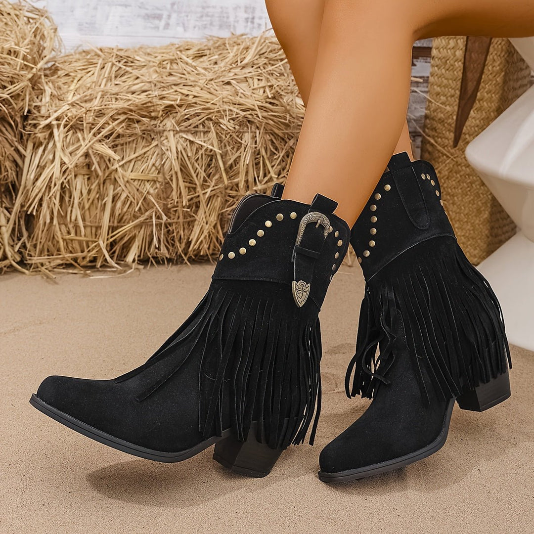 Sabrina | Stylish And Studded Fringe Cowboy Boots