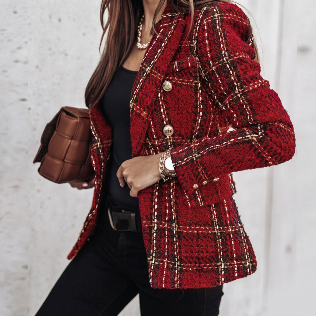Mila | Textured Woven Houndstooth Style Blazer