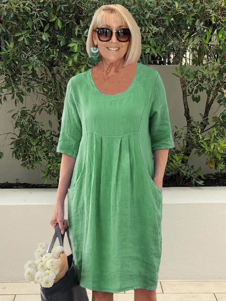 ELYSSIA – CASUAL COTTON POCKET TUNIC DRESS