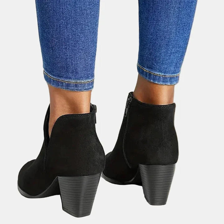 Beatrice | Women's Suede Block Heel Side-Zip Ankle Boots