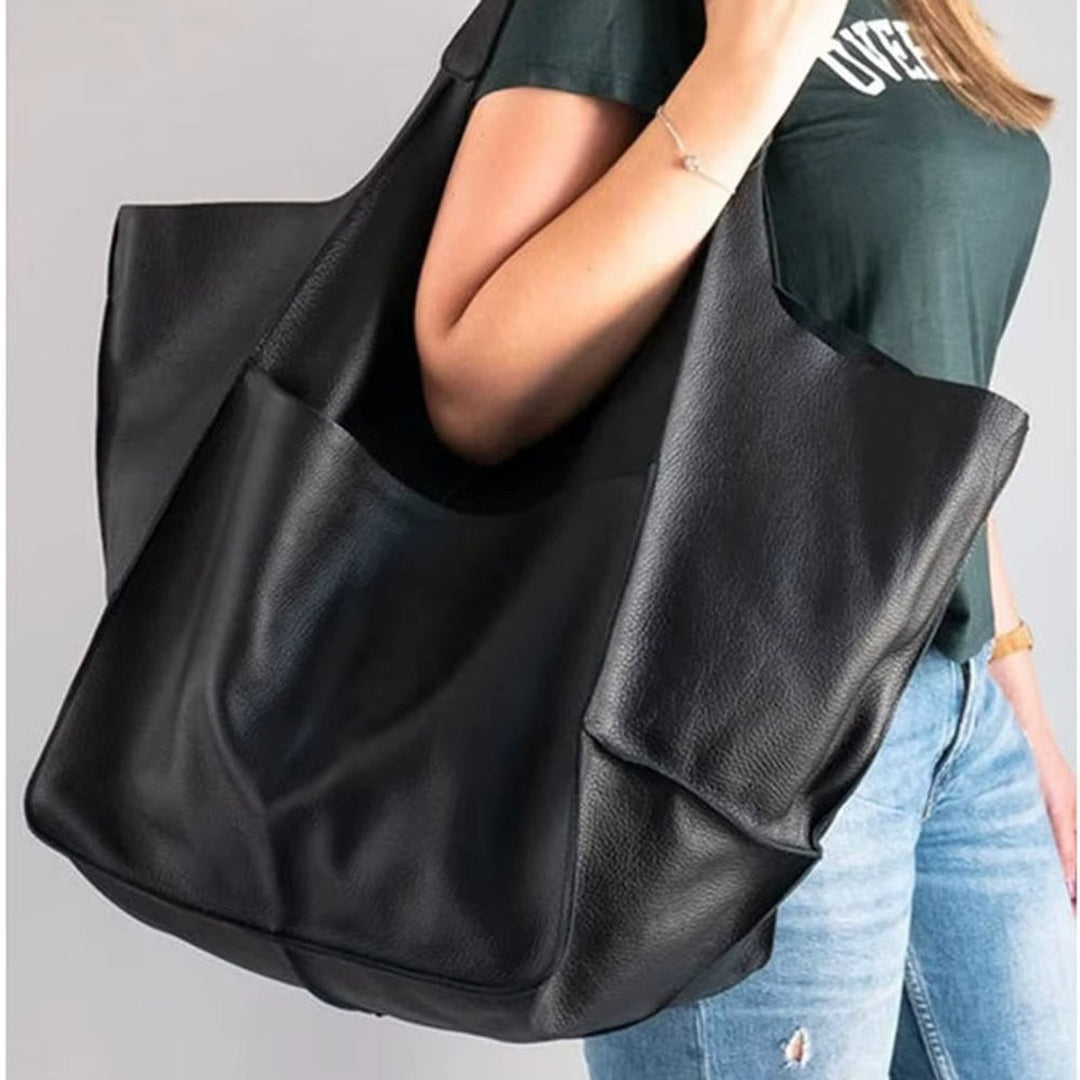 Elena | Oversized Vegan Leather Tote Bag with Magnetic Closure