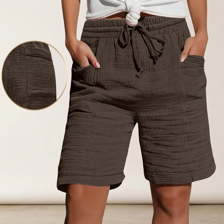 Melissa | Textured Bermuda Shorts with Adjustable Waist