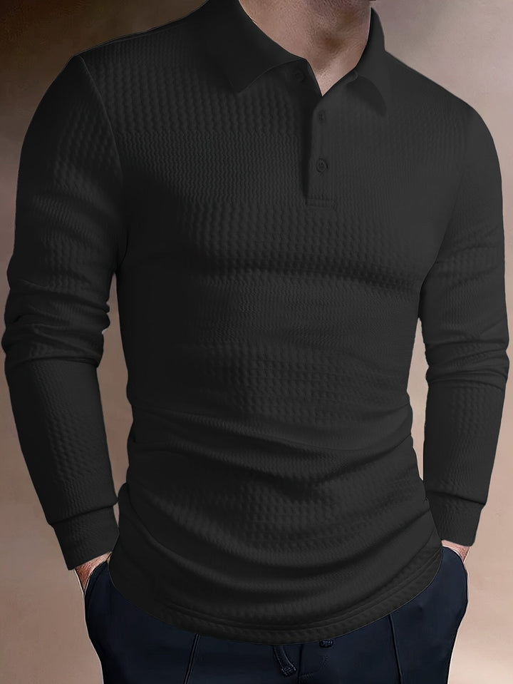 Calvin | Textured Long-Sleeve Polo Shirt