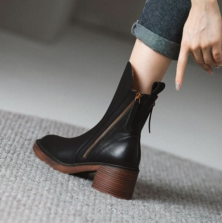 Evelyn | Premium Leather Style Ankle Boots with Zipper