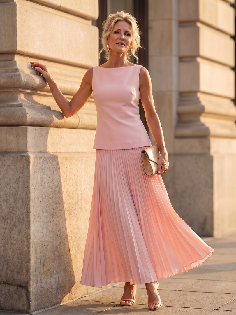 Angelina | Structured Bodice Pleated Skirt Set