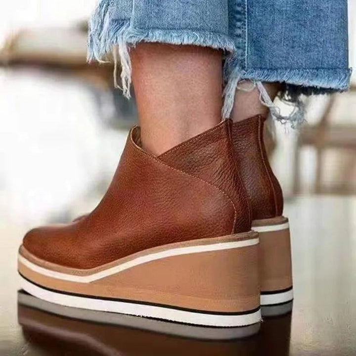 Seraphina | Women's Wedge Platform Zip-Up Ankle Boots