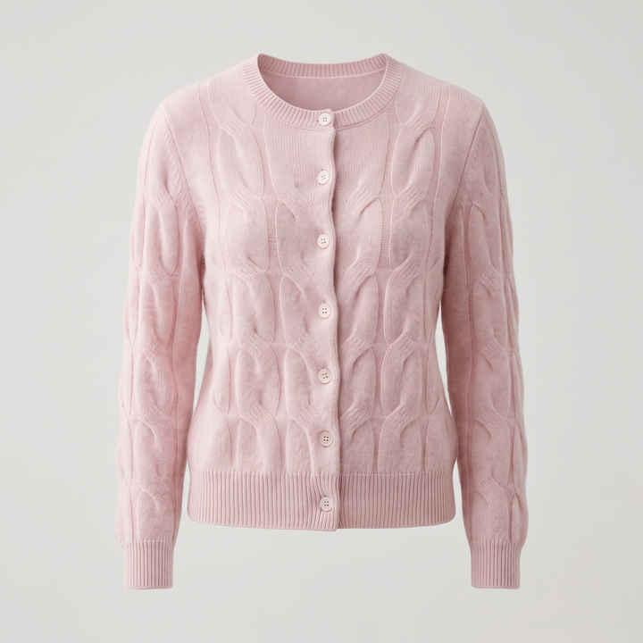 Madelyn | Artful Cable Style Cashmere Knit Cardigan