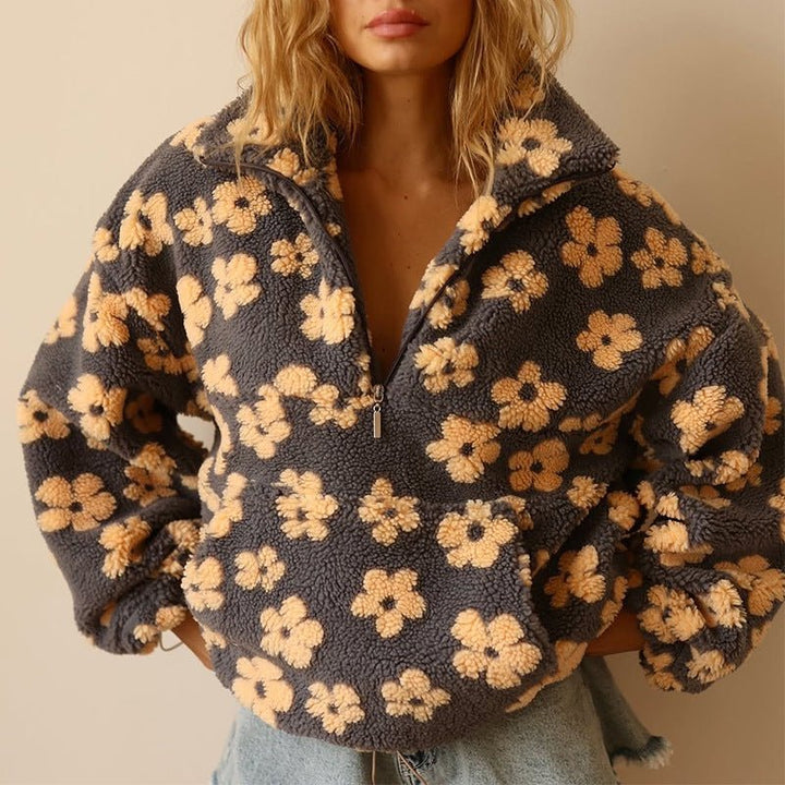 Naomi | Cozy Oversized Floral Teddy Fleece Sweater