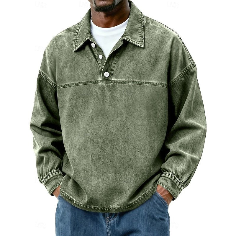 Galen | Washed Long Sleeve Polo Shirt