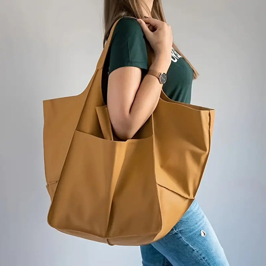 Elena | Oversized Vegan Leather Tote Bag with Magnetic Closure