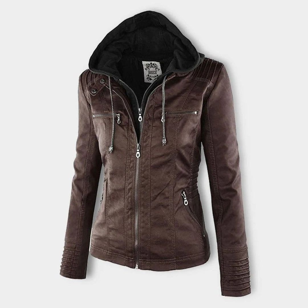 Ruby | Tailored Style Faux Leather Hooded Jacket