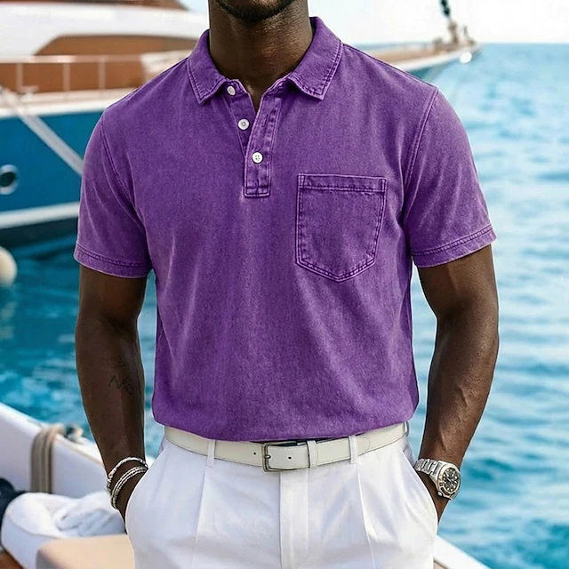Lucas | Vintage-Washed Cotton Blend Polo Shirt