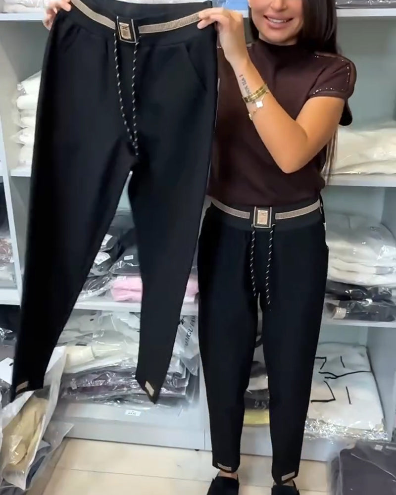 Stylish Pants with Drawstring and Elastic Waist