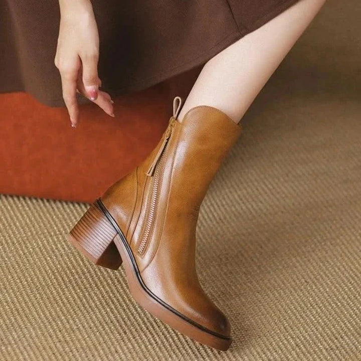 Evelyn | Premium Leather Style Ankle Boots with Zipper