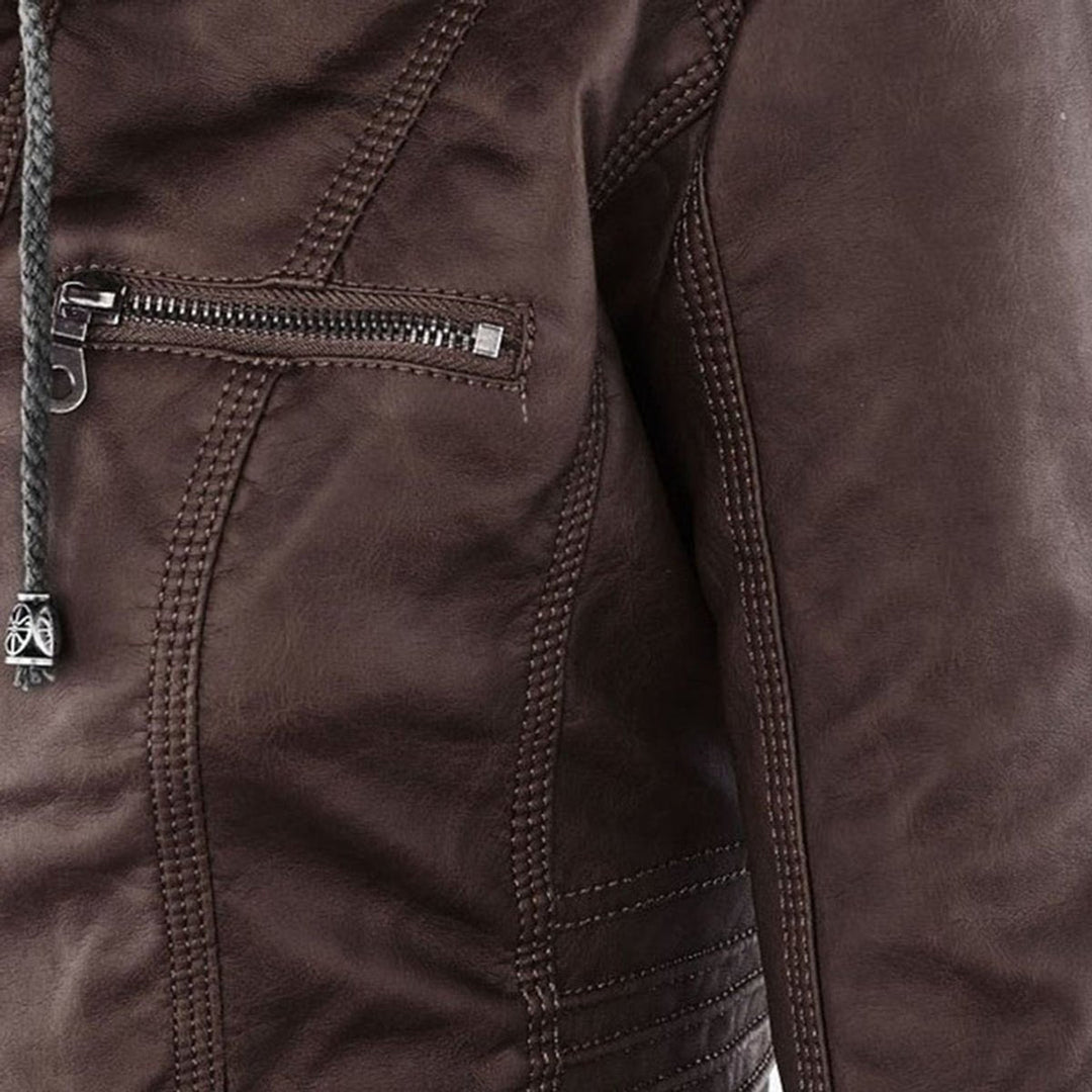 Ruby | Tailored Style Faux Leather Hooded Jacket