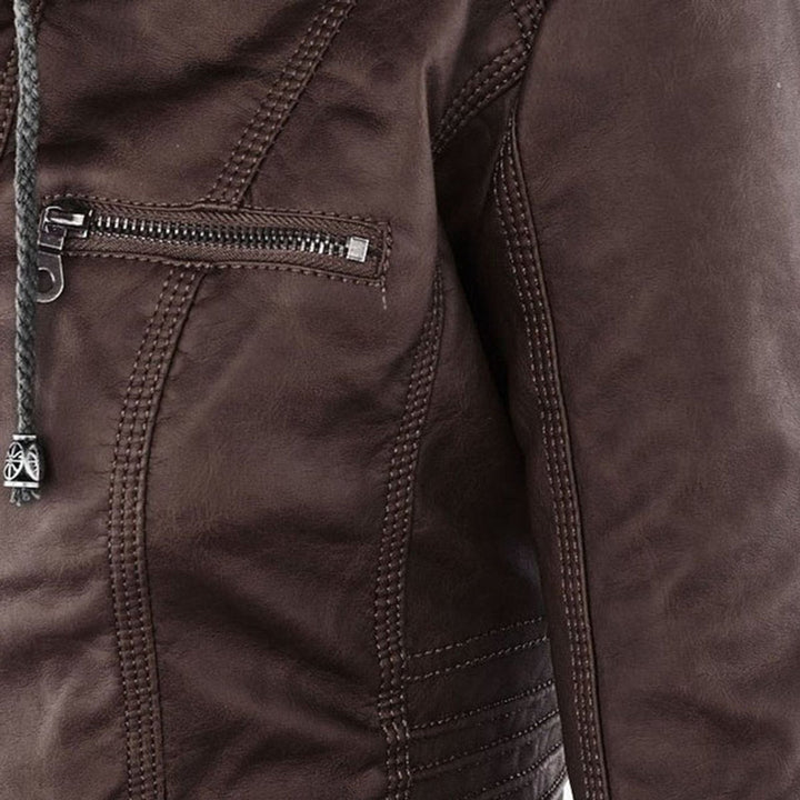 Ruby | Tailored Style Faux Leather Hooded Jacket