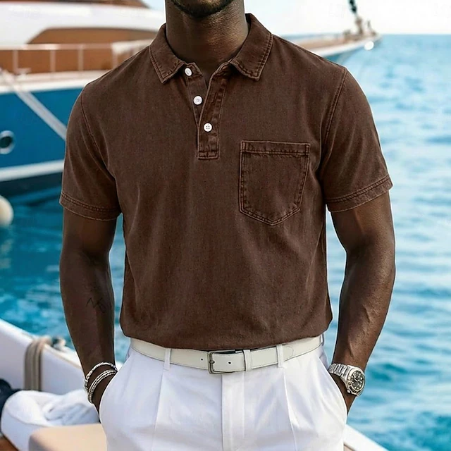 Lucas | Vintage-Washed Cotton Blend Polo Shirt
