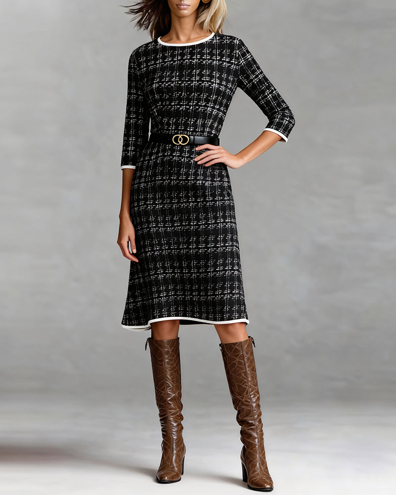 Round Neck Dress in Chanel Style