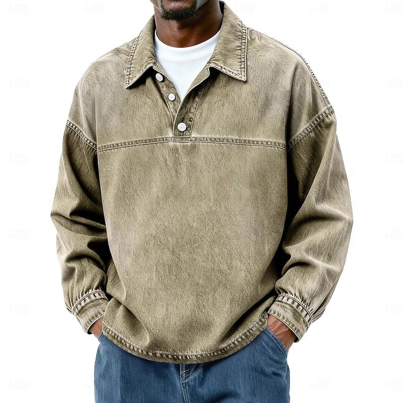 Galen | Washed Long Sleeve Polo Shirt