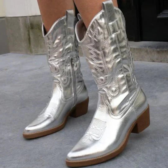 Sienna | Chic Metallic Cowboy Boots With Western-Inspired Style