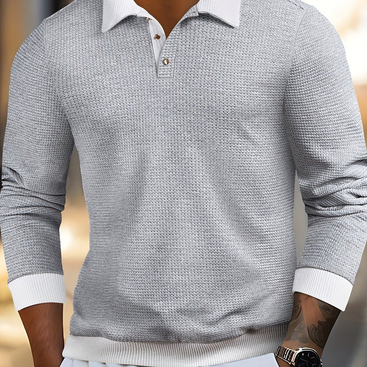Oliver | Refined Textured Long-Sleeve Polo Shirt