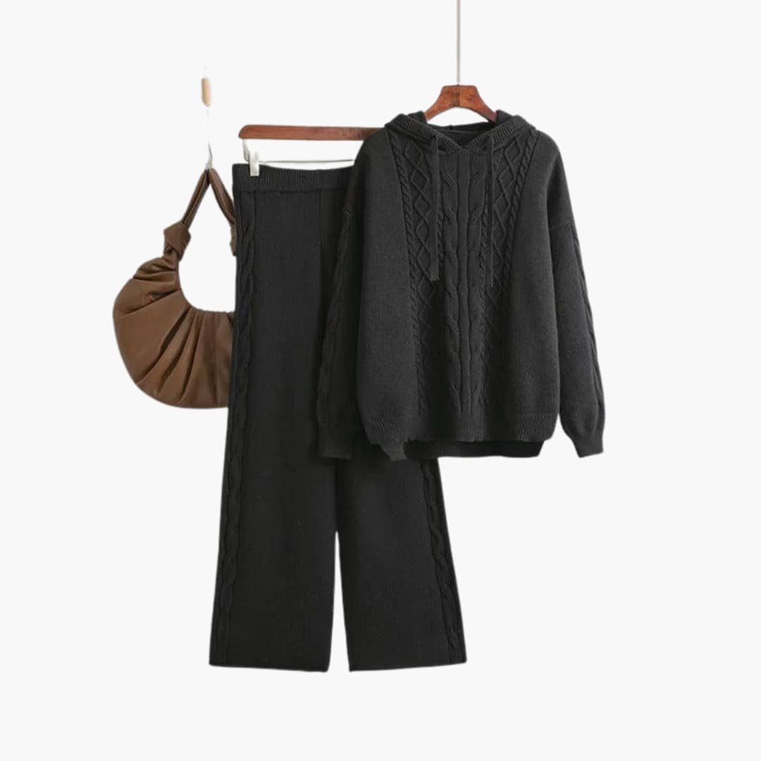 Natalie | Oversized Knit Hoodie & Wide-Leg Set