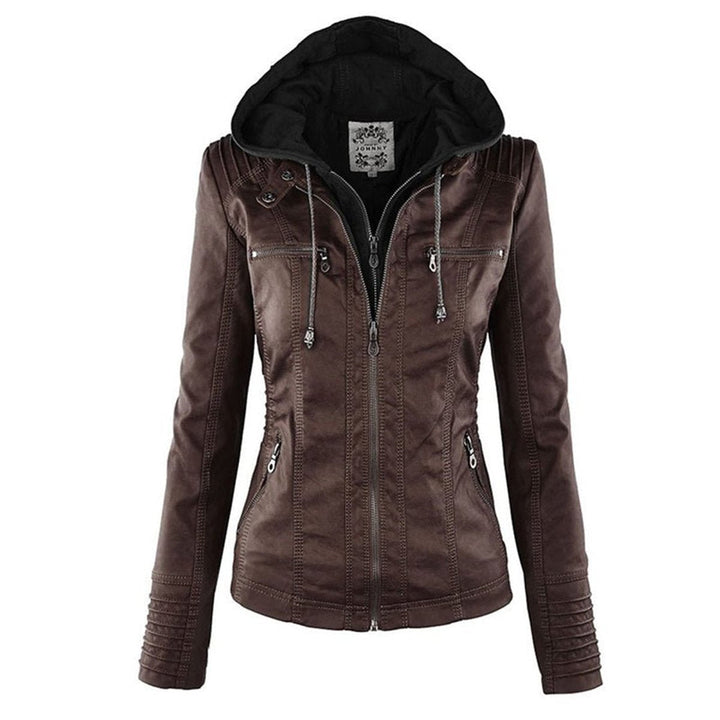 Ruby | Tailored Style Faux Leather Hooded Jacket