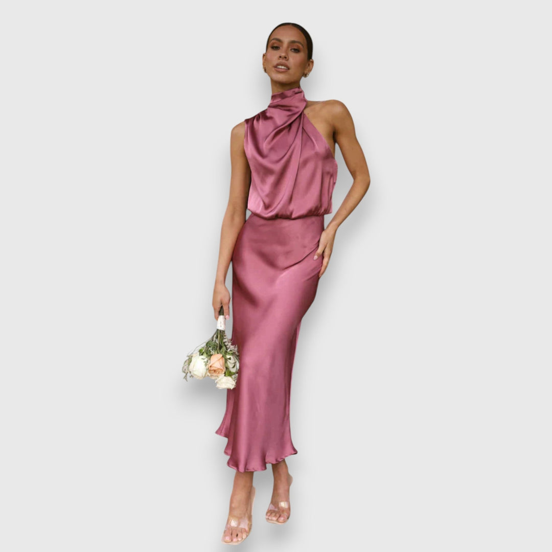 Daisy - Elegant Satin Halter Dress