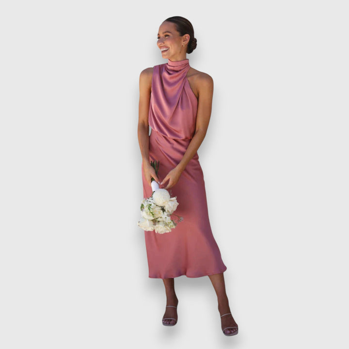 Daisy - Elegant Satin Halter Dress