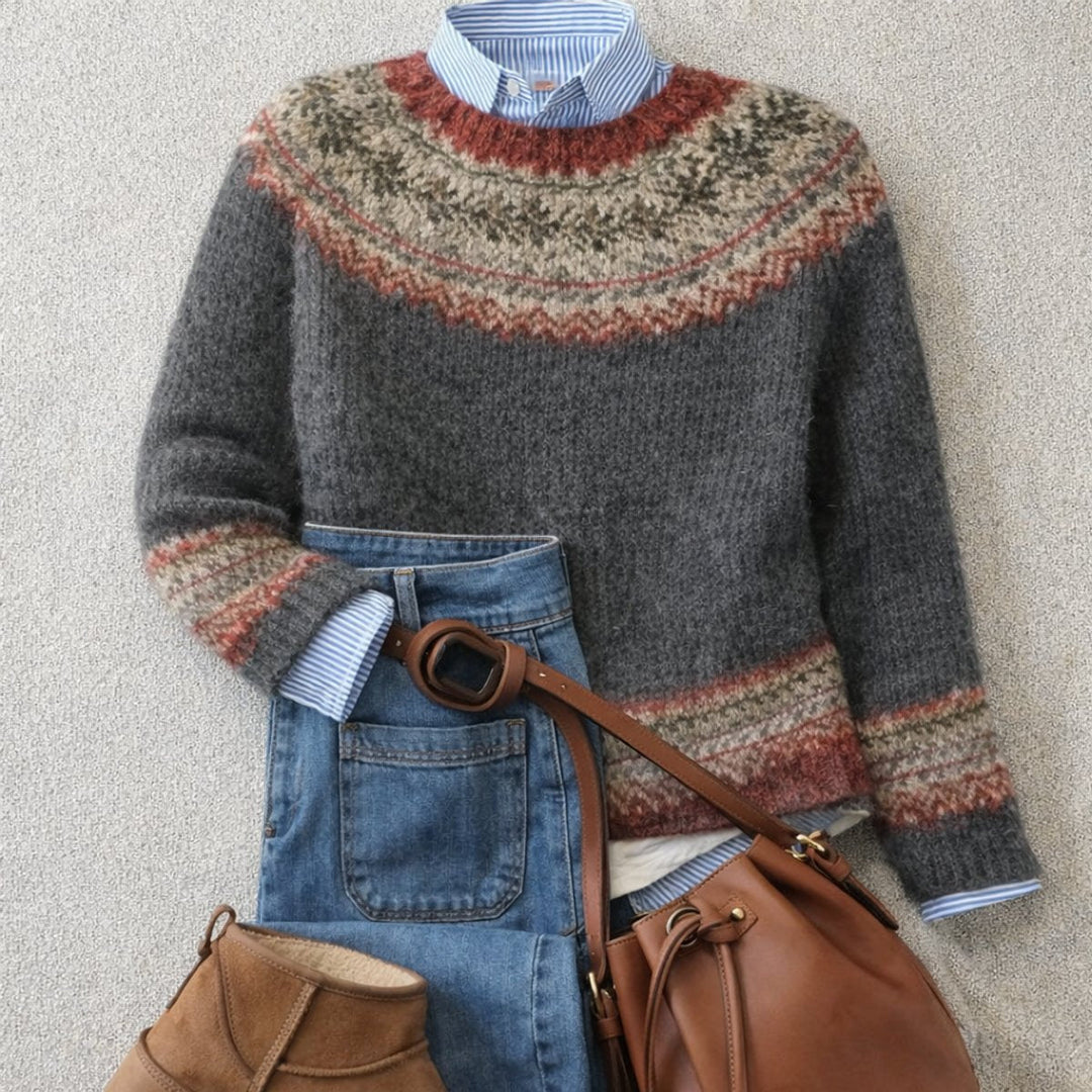 Livia | Elegant Nordic Pattern Knitted Sweater