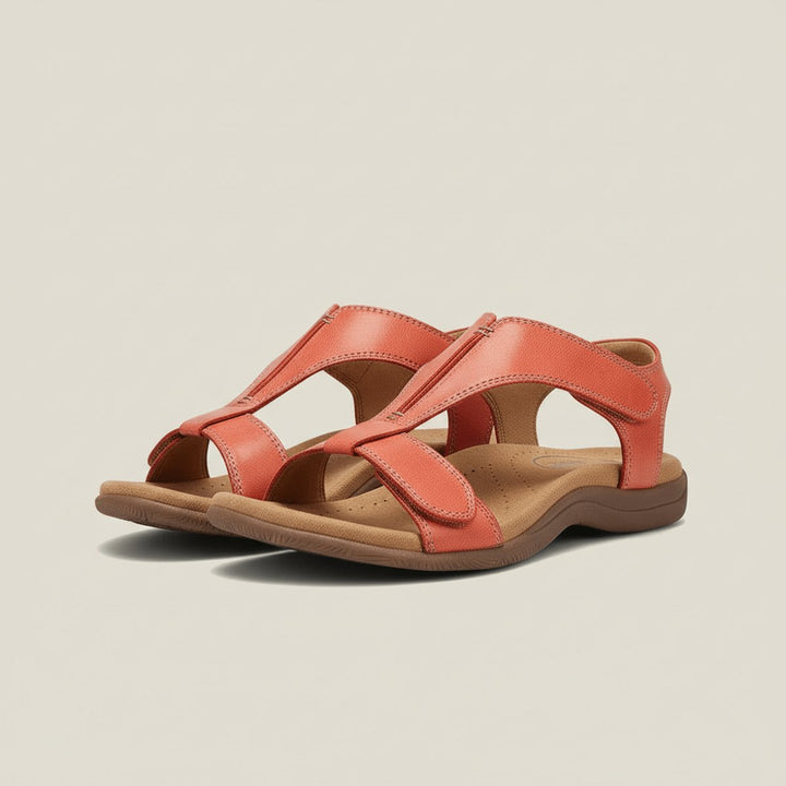 Liora | Comfortable T-Strap Velcro Open-Toe Orthopedic Sandals