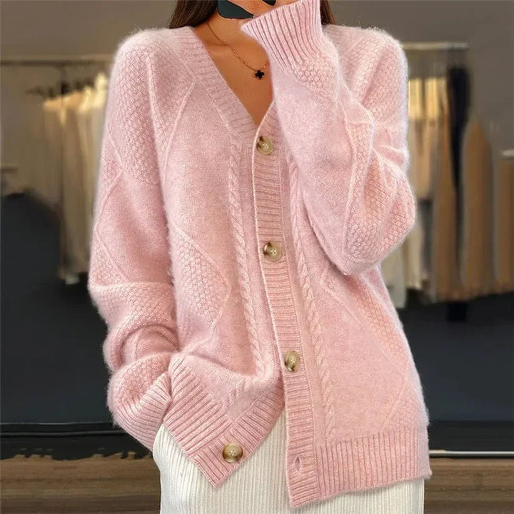 Linda | Elegant Textured Button-Front Knit Cardigan