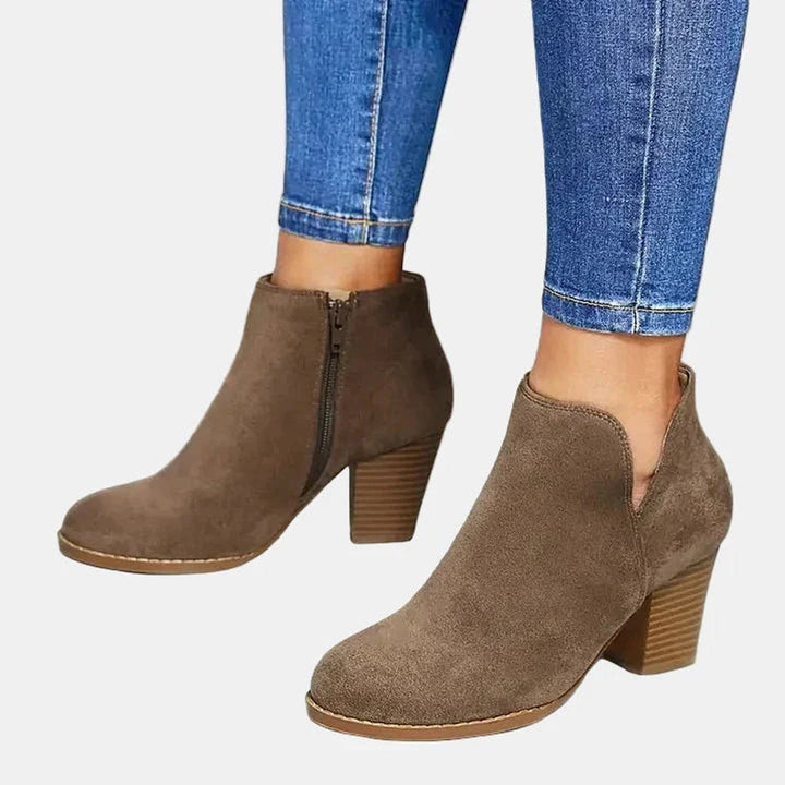 Beatrice | Women's Suede Block Heel Side-Zip Ankle Boots