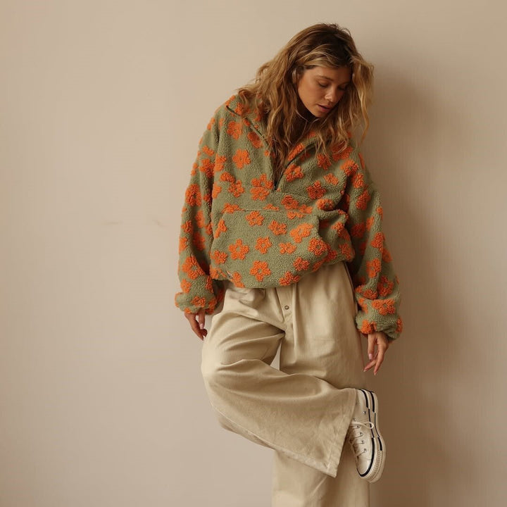 Naomi | Cozy Oversized Floral Teddy Fleece Sweater