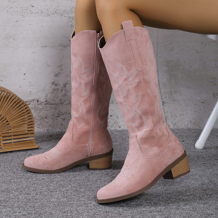 Alaiya | Elegant Knee High Cowboy Boots