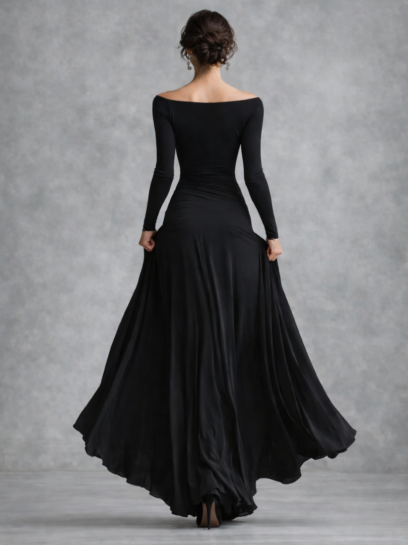 Aurora | Draped Long Sleeve Maxi Dress