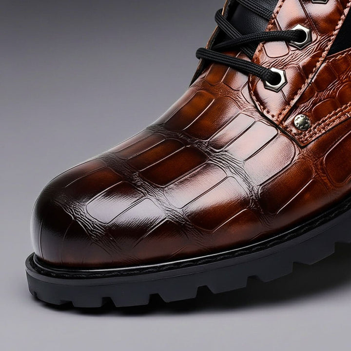 Atlas | Urban Style Embossed Leather Boots with Cushioned Insoles