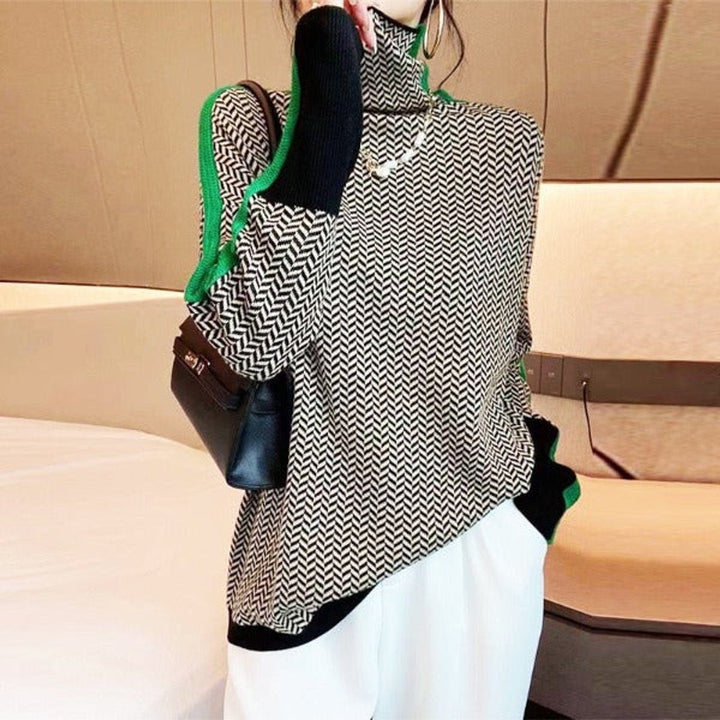 Keziah | Chic And Distinctive Houndstooth Turtleneck Sweater
